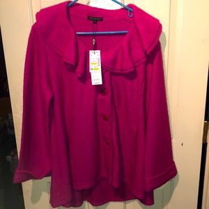 Hot pink:fuchsia colored coat